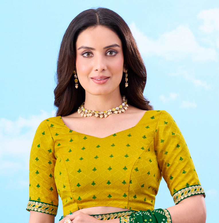 Laxmipati Gulshan Green Georgette Bandhani Printed Saree