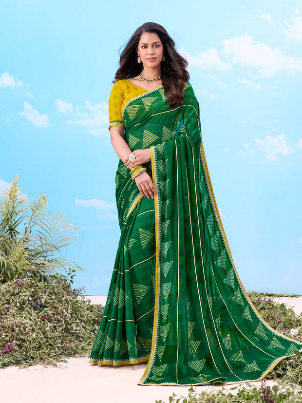 Laxmipati Gulshan Green Georgette Printed Saree