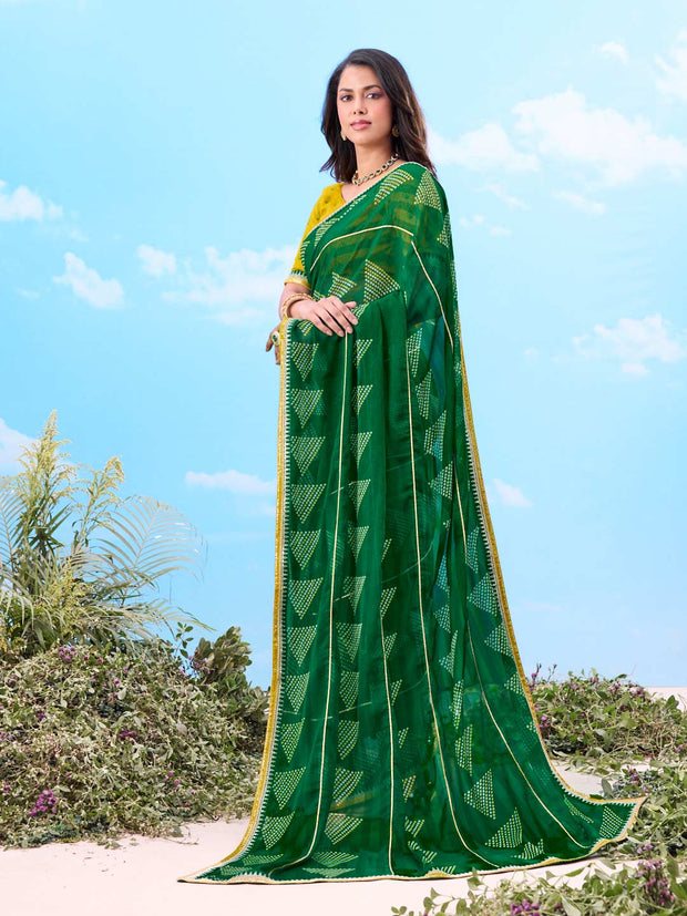 Laxmipati Gulshan Green Georgette Printed Saree