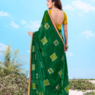 Laxmipati Gulshan Green Georgette Geometric Printed Saree