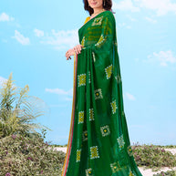 Laxmipati Gulshan Green Georgette Geometric Printed Saree