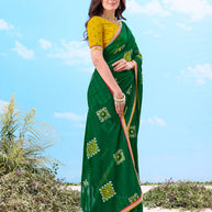 Laxmipati Gulshan Green Georgette Geometric Printed Saree