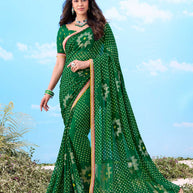 Laxmipati Gulshan Green Georgette Bandhani Printed Saree