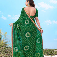 Laxmipati Gulshan Green Georgette Bandhani Printed Saree