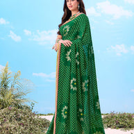 Laxmipati Gulshan Green Georgette Bandhani Printed Saree