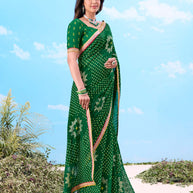 Laxmipati Gulshan Green Georgette Bandhani Printed Saree