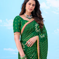 Laxmipati Gulshan Green Georgette Bandhani Printed Saree
