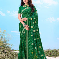Laxmipati Gulshan Green Georgette Bandhani Printed Saree