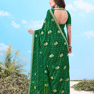 Laxmipati Gulshan Green Georgette Bandhani Printed Saree