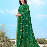 Laxmipati Gulshan Green Georgette Bandhani Printed Saree