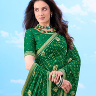 Laxmipati Gulshan Green Georgette Bandhani Printed Saree