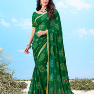 Laxmipati Gulshan Green Georgette Bandhani Printed Saree