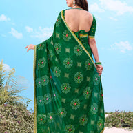 Laxmipati Gulshan Green Georgette Bandhani Printed Saree