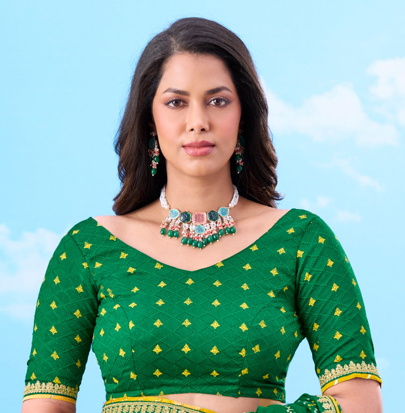 Laxmipati Gulshan Green Georgette Bandhani Printed Saree