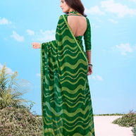 Laxmipati Gulshan Green Georgette Wavy Printed Saree