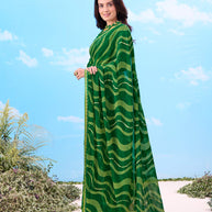 Laxmipati Gulshan Green Georgette Wavy Printed Saree