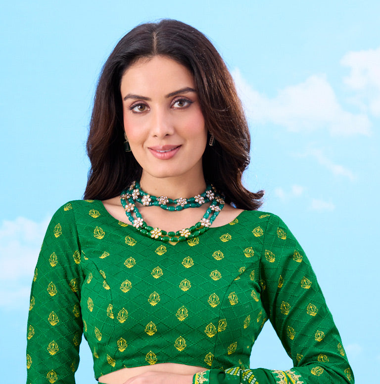Laxmipati Gulshan Green Georgette Wavy Printed Saree