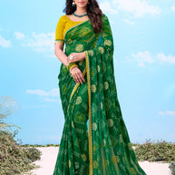 Laxmipati Gulshan Green Georgette Bandhani Printed Saree