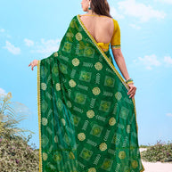Laxmipati Gulshan Green Georgette Bandhani Printed Saree