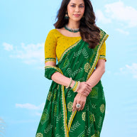 Laxmipati Gulshan Green Georgette Bandhani Printed Saree