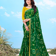 Laxmipati Gulshan Green Georgette Bandhani Printed Saree