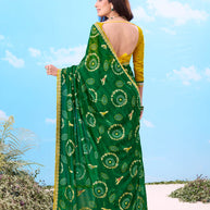 Laxmipati Gulshan Green Georgette Bandhani Printed Saree