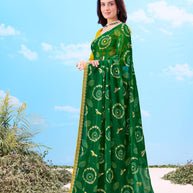 Laxmipati Gulshan Green Georgette Bandhani Printed Saree