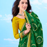 Laxmipati Gulshan Green Georgette Bandhani Printed Saree