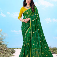 Laxmipati Gulshan Green Georgette Bandhani Printed Saree