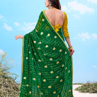 Laxmipati Gulshan Green Georgette Bandhani Printed Saree
