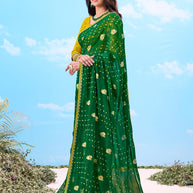 Laxmipati Gulshan Green Georgette Bandhani Printed Saree
