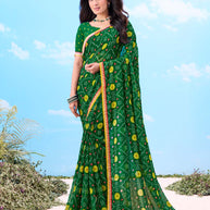 Laxmipati Gulshan Green Georgette Bandhani Printed Saree