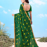 Laxmipati Gulshan Green Georgette Bandhani Printed Saree