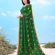 Laxmipati Gulshan Green Georgette Bandhani Printed Saree