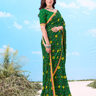 Laxmipati Gulshan Green Georgette Bandhani Printed Saree