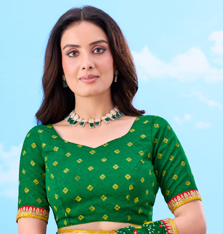 Laxmipati Gulshan Green Georgette Bandhani Printed Saree