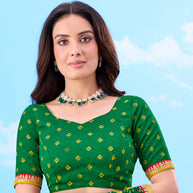 Laxmipati Gulshan Green Georgette Bandhani Printed Saree