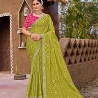 Laxmipati Khidki Green Silk Blend Embroidered Saree