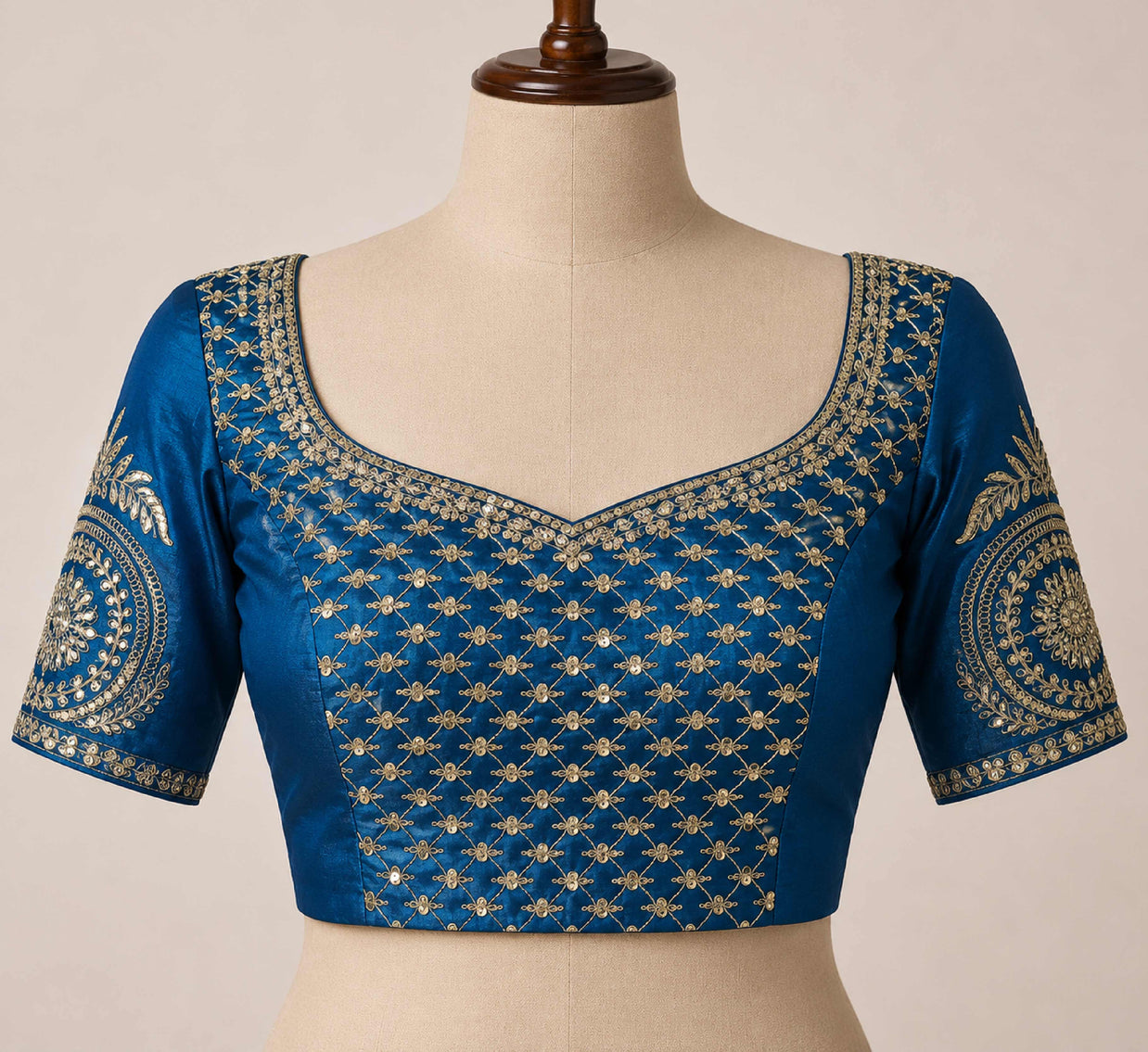 Laxmipati Khidki Blue Silk Blend Striped Embroidered Saree