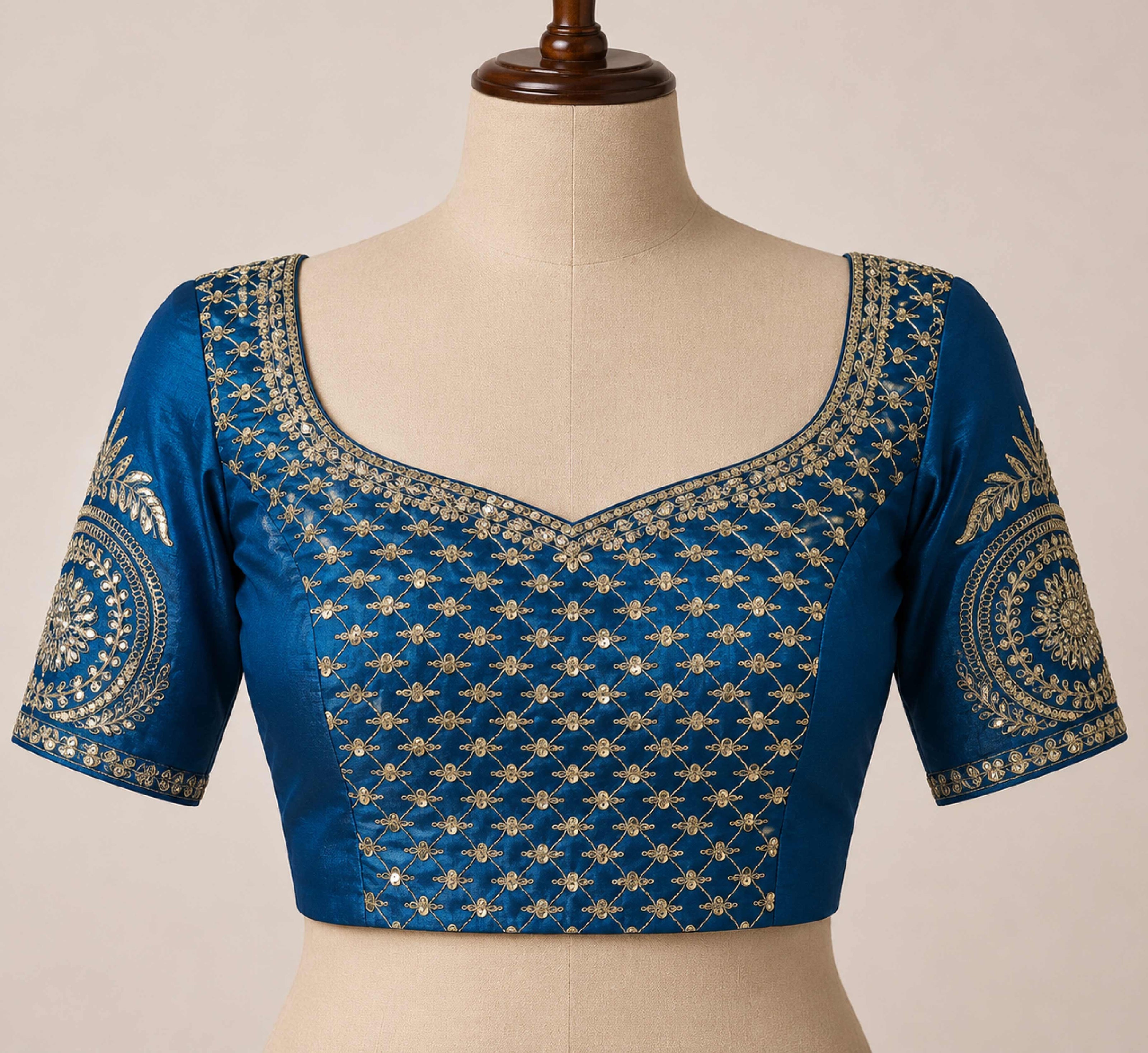 Laxmipati Khidki Blue Silk Blend Striped Embroidered Saree