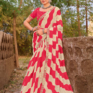 Laxmipati Khidki Pink Chiffon Embroidered Saree