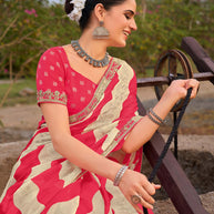 Laxmipati Khidki Pink Chiffon Embroidered Saree