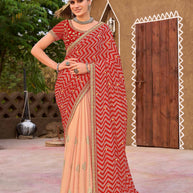 Laxmipati Khidki Red Chiffon Embroidered Saree