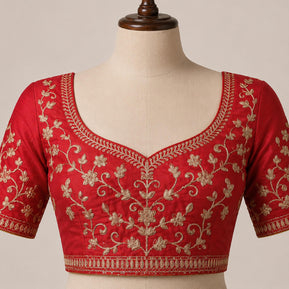Laxmipati Khidki Red Chiffon Embroidered Saree