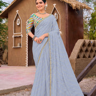 Laxmipati Khidki Lavender Silk Blend Embroidered Saree