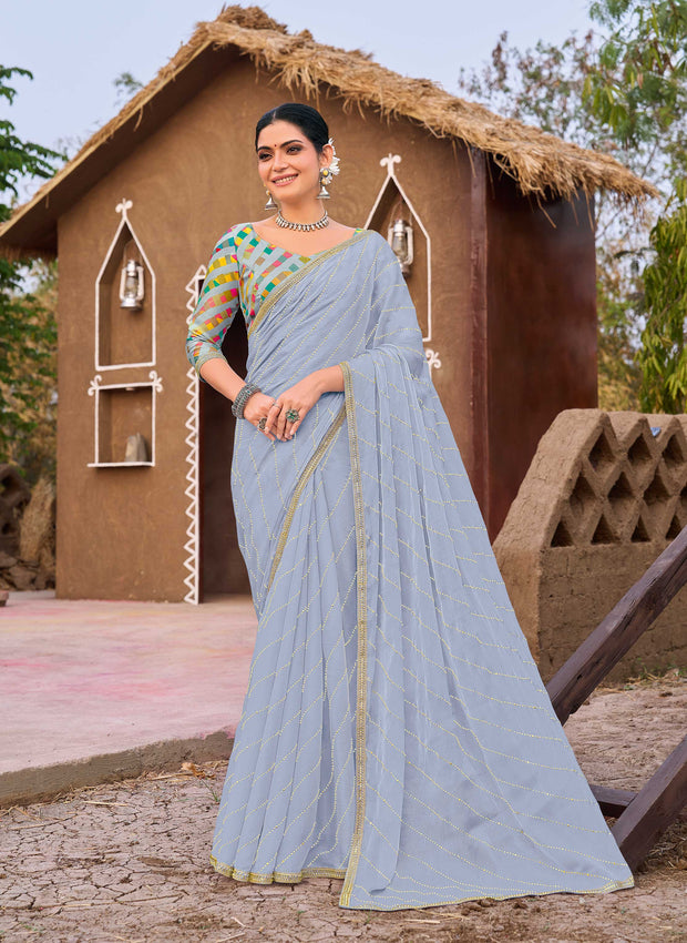Laxmipati Khidki Lavender Silk Blend Embroidered Saree