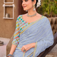 Laxmipati Khidki Lavender Silk Blend Embroidered Saree