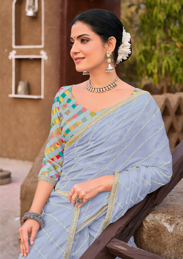 Laxmipati Khidki Lavender Silk Blend Embroidered Saree