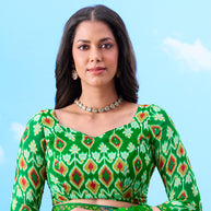 Green plain georgette saree daily wear