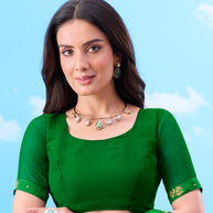 Green floral printed chiffon saree casual wear